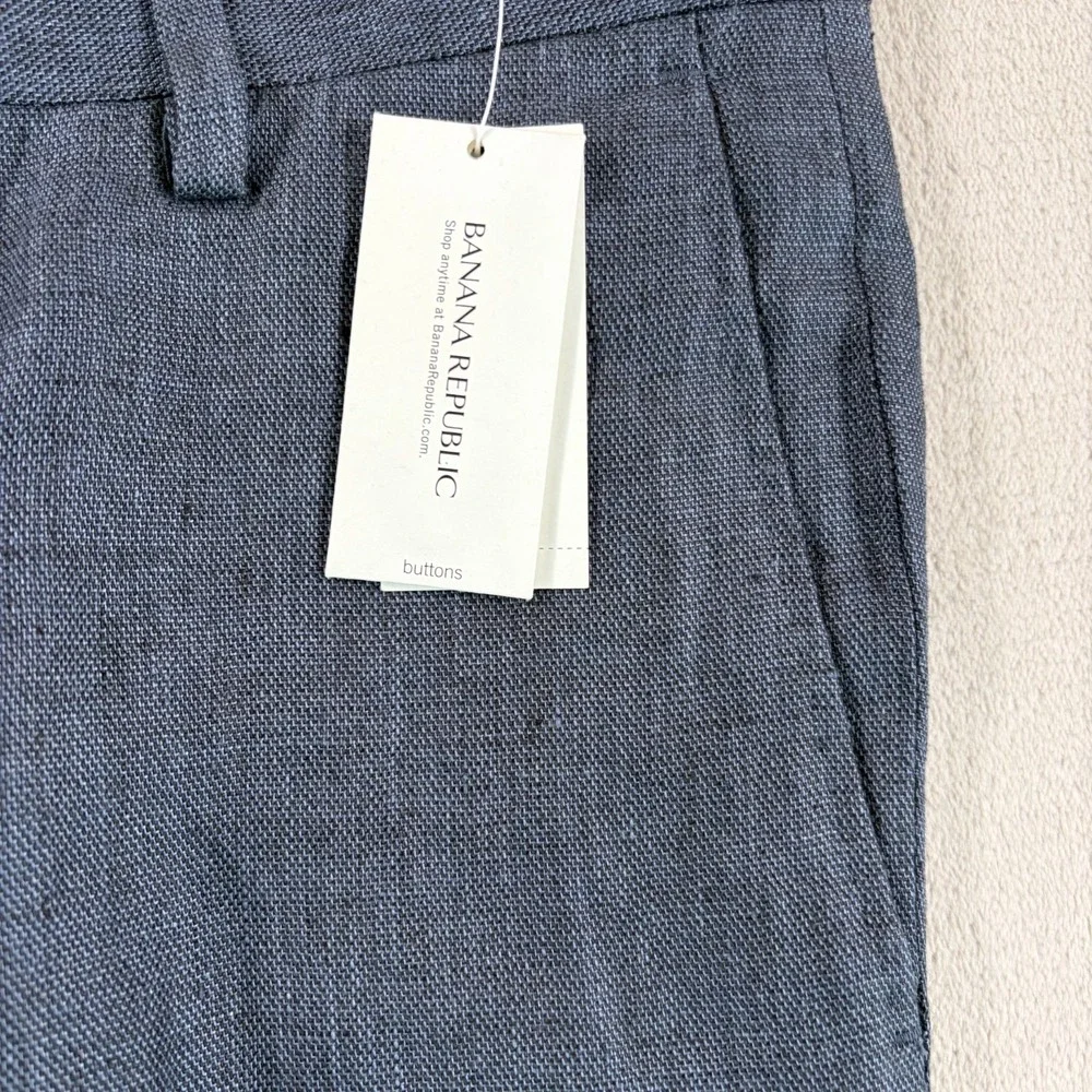 Banana Republic Modern Slim Fit Trouser Pants Navy 100% Linen Men 30x32 NWT $160
